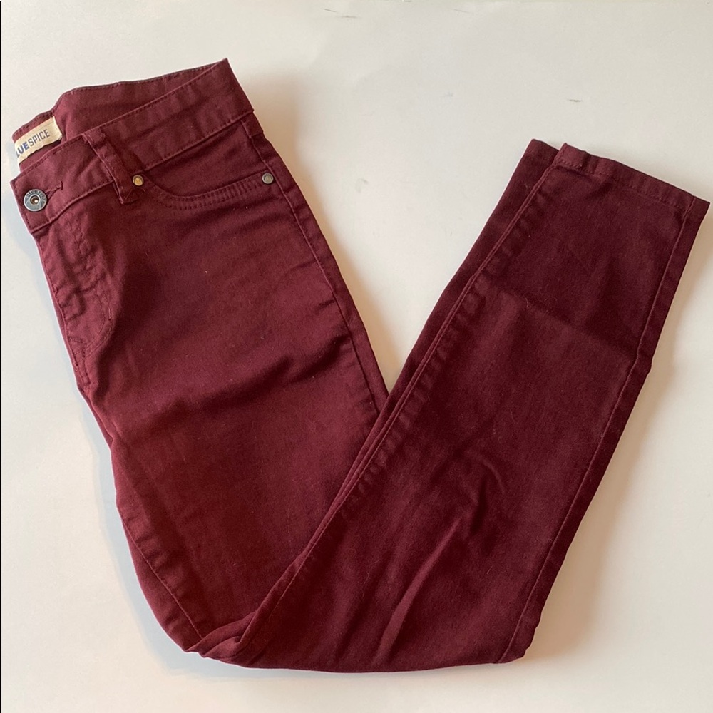 Blue Spice Burgundy Regular Waist Skinny Jeans